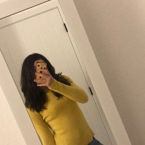 Woman’s Fuzzy Yellow Sweater